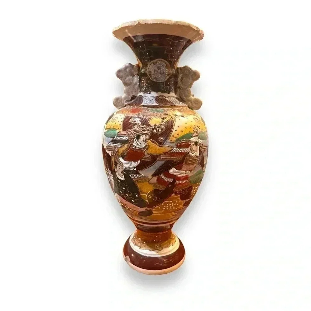 Early 20th Century Japanese Earthenware Moriage Vase